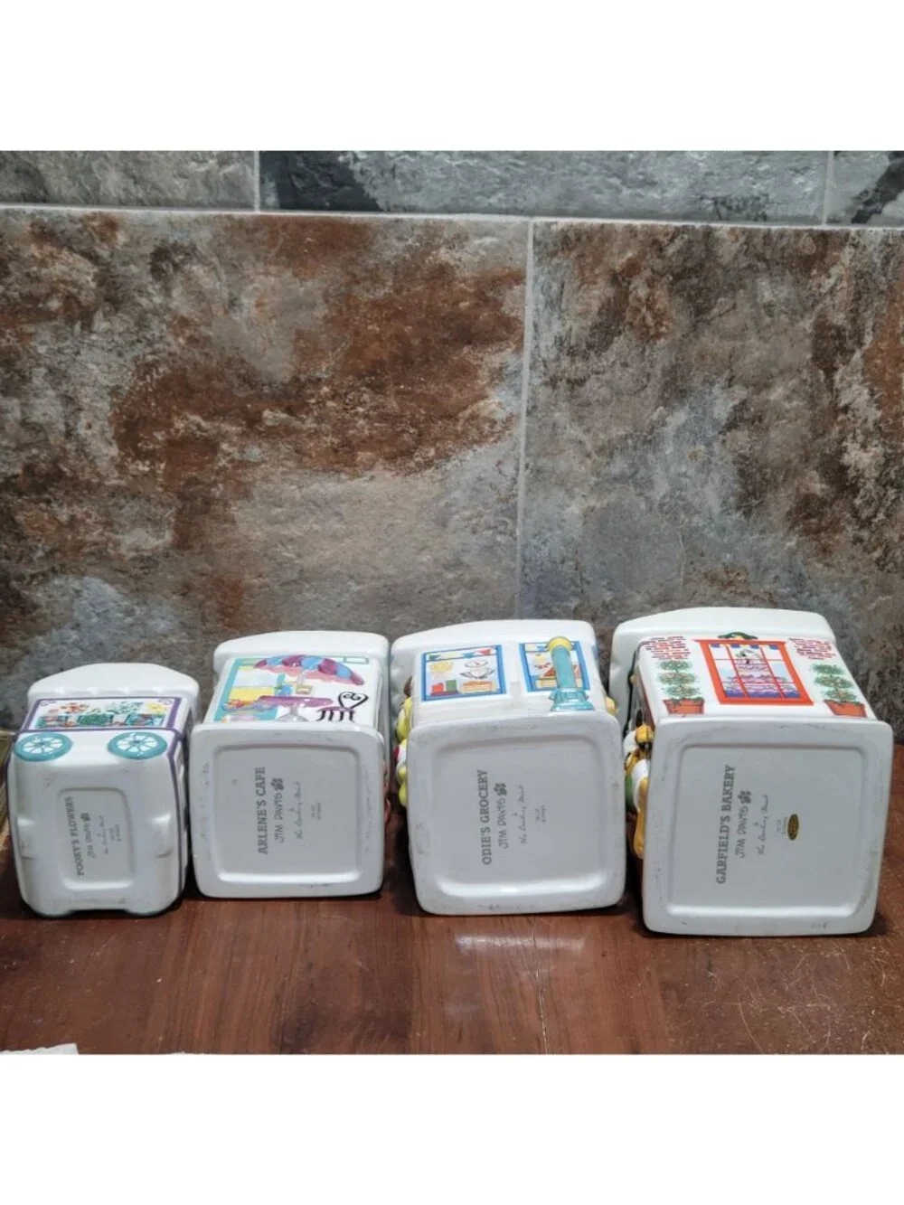 Vintage Garfield Danbury Mint Ceramic Canister Set Complete 4pc Bakery Grocery f